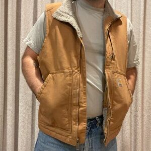 Carhartt Brown Duck Sherpa-Lined Work Vest